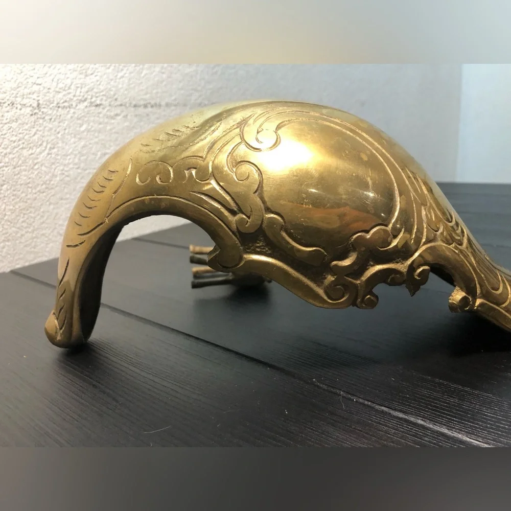 VINTAGE  LARGE BRASS REINDEER SLEIGH CHERUB SET CHRISTMAS HEAVY